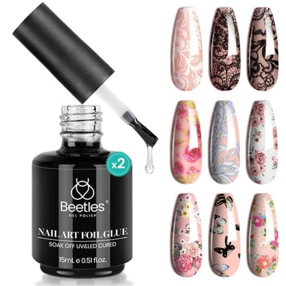 Beetles Nail Art Foil Glue Gel for Foil Stickers Nail Glue Transfer Tips Star - Picture 1 of 7